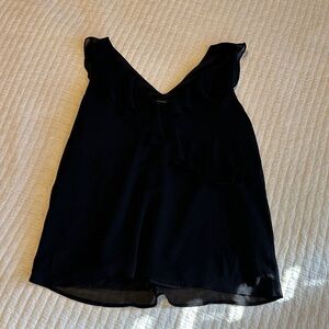 Halogen Black Ruffle V-Neck Blouse